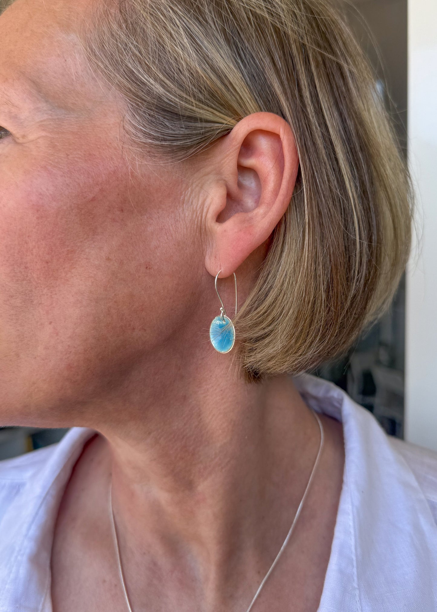 Glacier Blue Enamel Earrings