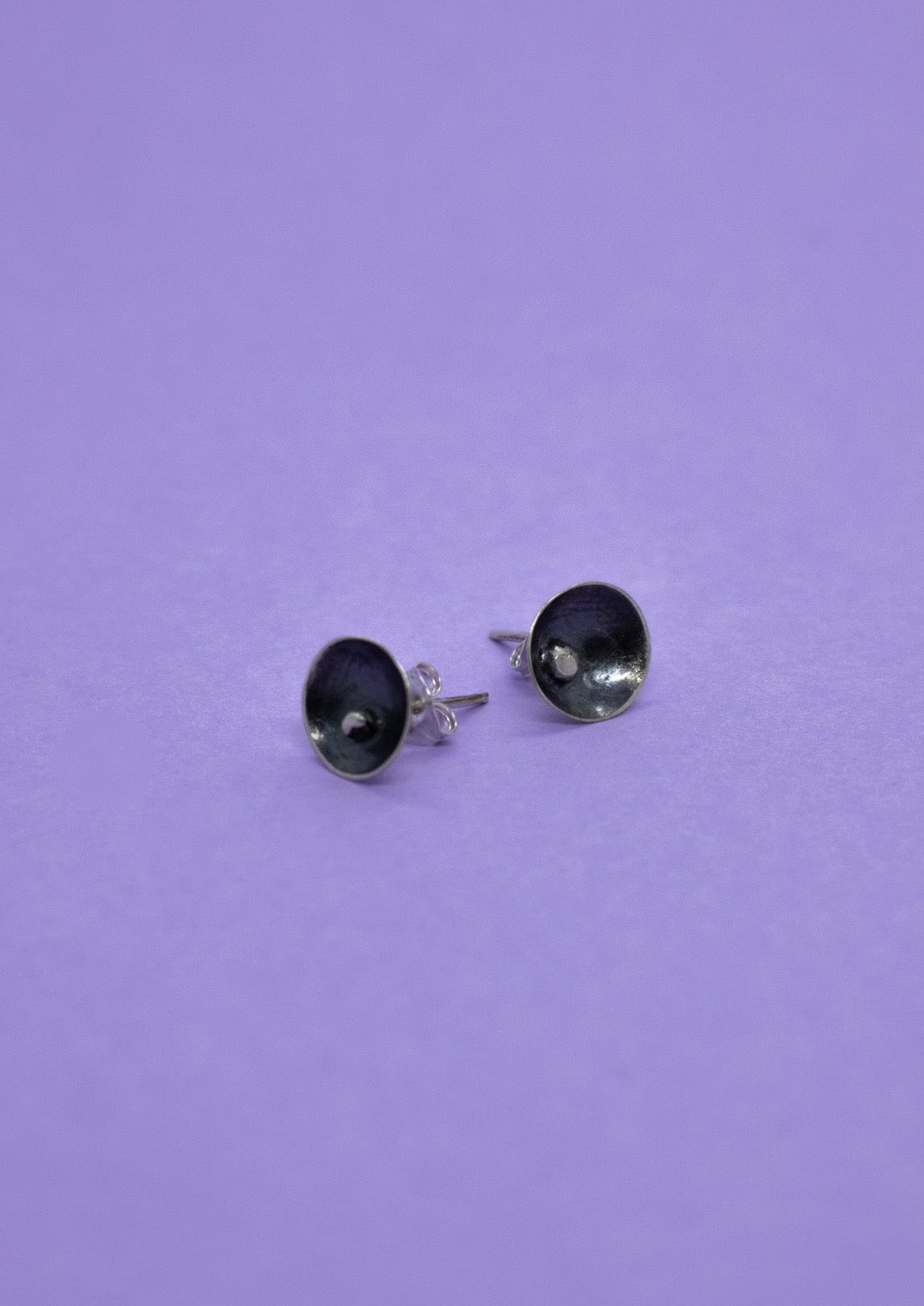 Clair De Lune Stud Earrings - Silver